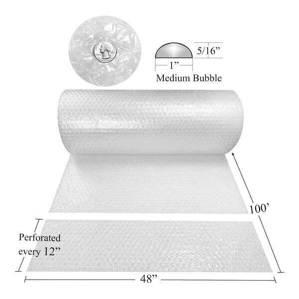 A white roll of Lavex bubble wrap with perforations.