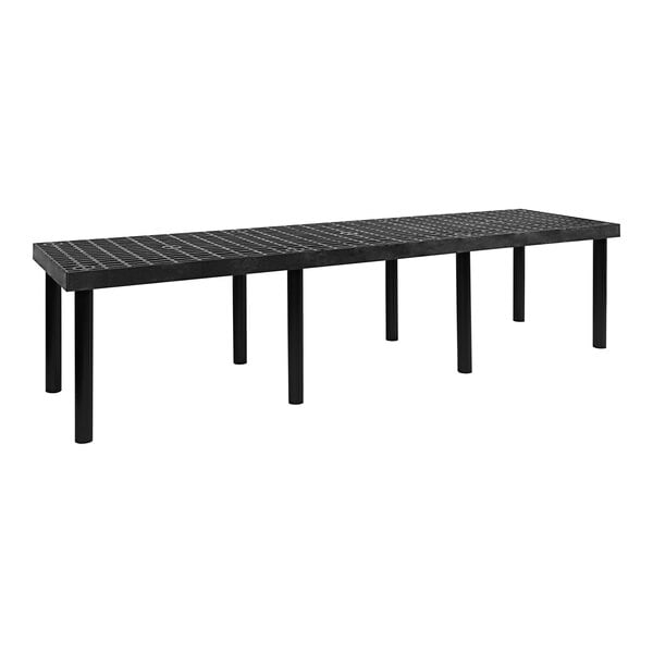 A black Benchmaster platform display with legs.