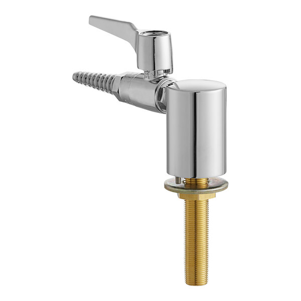 A Chicago Faucets deck-mounted laboratory turret with a chrome finish and a brass ball valve handle.