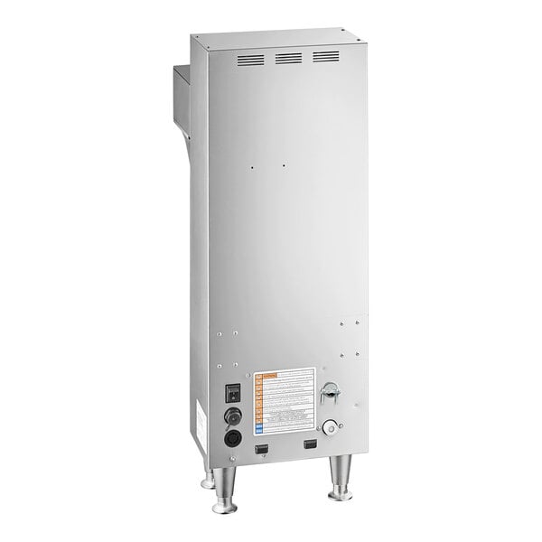 A rectangular silver coffee brewer with buttons and switches.