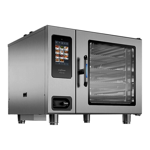 A silver Alto-Shaam PRO Prodigi combi oven with a glass door.