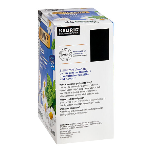 A box of 12 Twinings Nightly Calm Keurig® K-Cup® tea bags on a white background.