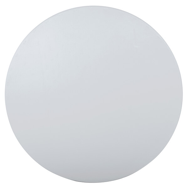A gray round table top with a white circle and black lines.