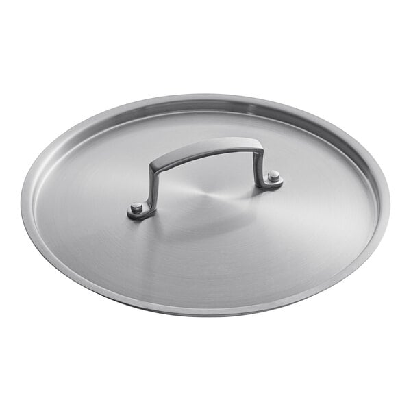 A close-up of a Vigor stainless steel lid with a handle.