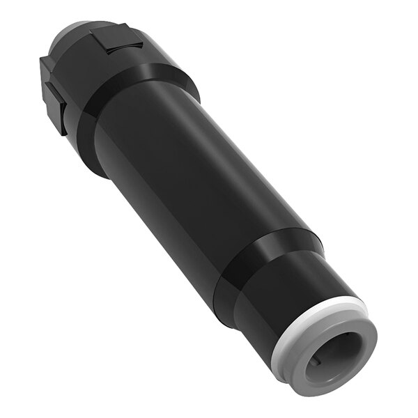 A black and white Elkay in-line strainer connector.