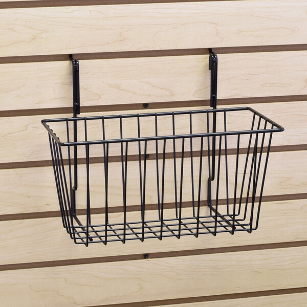 12" x 6" x 6" Black Multi-Purpose Basket for Slatwall Merchandisers