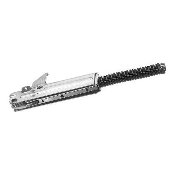 A Moffat door hinge for a convection oven with a metal handle and a spring.