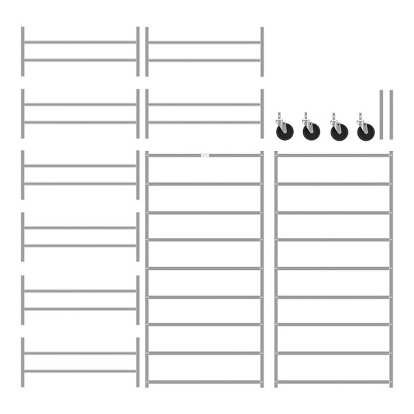 A drawing of a group of metal bars on a white background.
