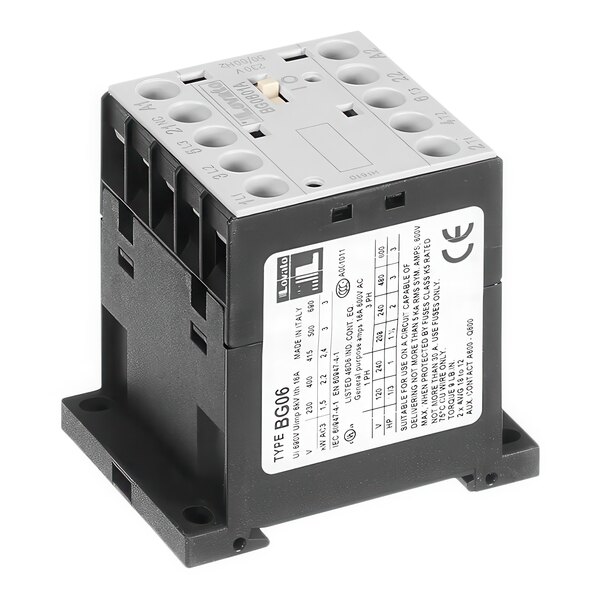 A black and white Moffat 3 pole contactor with auxiliary contact.