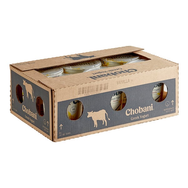 Chobani Non-Fat Vanilla Greek Yogurt 32 oz. - 6/Case