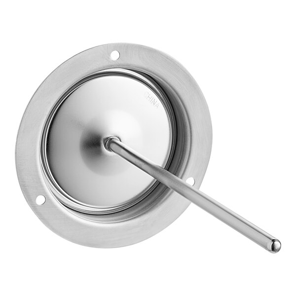 A close-up of a Cooper-Atkins stainless steel dial thermometer with a long metal rod.