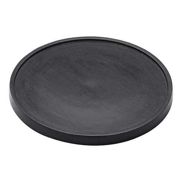 An American Metalcraft Upton Collection espresso wood plate with a circular rim.