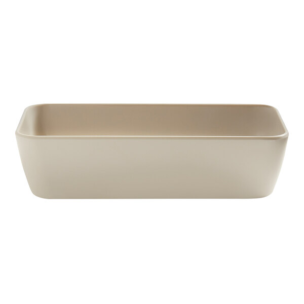 A white rectangular American Metalcraft melamine bowl.