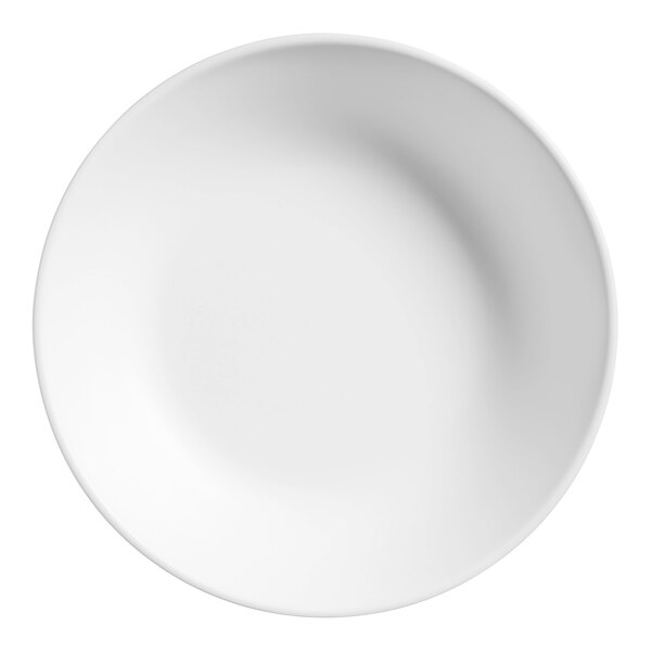 A white melamine bowl with a white rim.