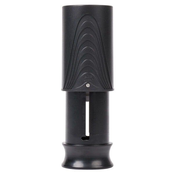 A close-up of a black Franmara wine saver vacuum pump bottle stopper.