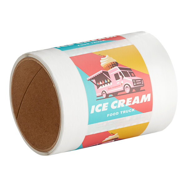 A roll of 50 customizable square vinyl labels with a Sticker Yeti logo on the packaging.