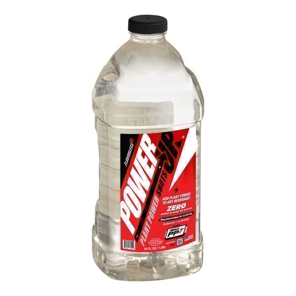 A plastic container of Lotus Plant Power Power Up Energy Shot Concentrate with a black and white label.