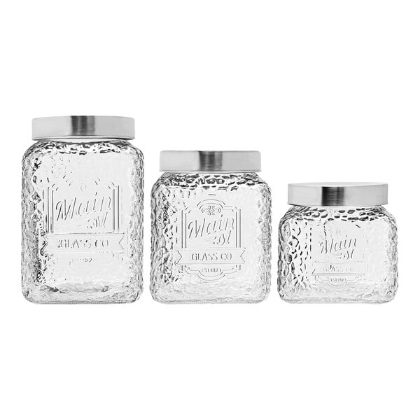 4-Piece Glass Canister Set with Stainless Steel Lids