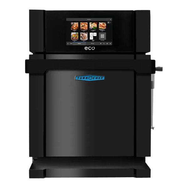 A black rectangular TurboChef oven with a touchscreen.