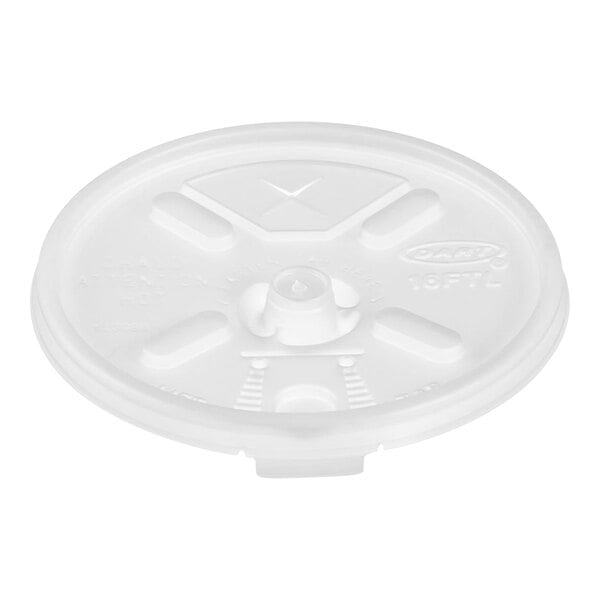 A white plastic lid with a straw slot.