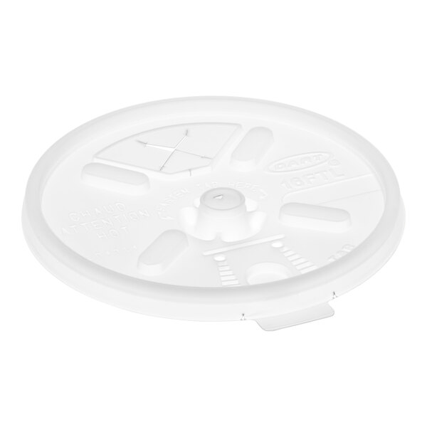 A Dart translucent plastic lid with a straw slot.