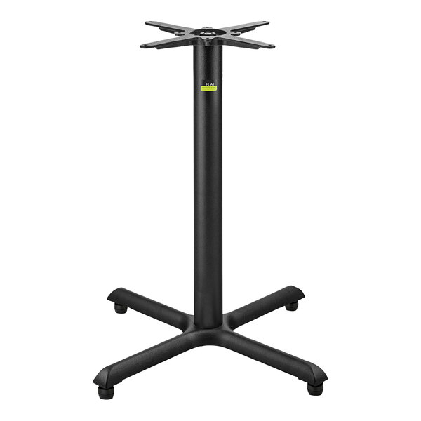 A FLAT Tech black metal table base for a counter height table.