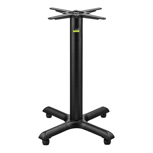 A FLAT Tech black metal table base with four legs.