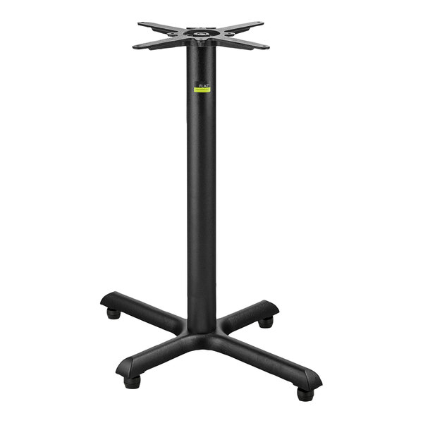 A FLAT Tech black metal table base with Equalizer Levelers.