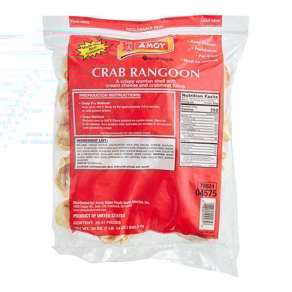 A case of Amoy Royal Dragon Crab Rangoon bags.