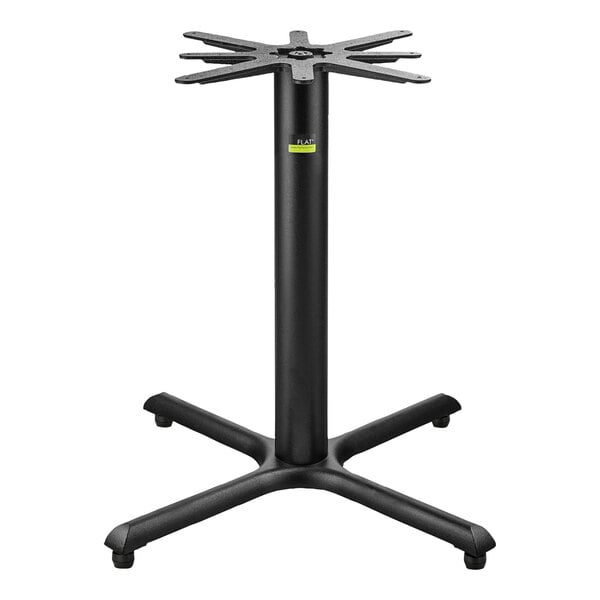 A FLAT Tech black table base for a counter height table with four legs.