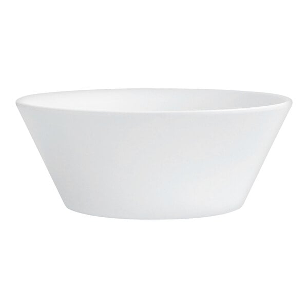 A white Cal-Mil melamine bowl.