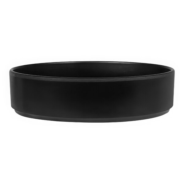 A black Cal-Mil straight sided melamine ramekin.