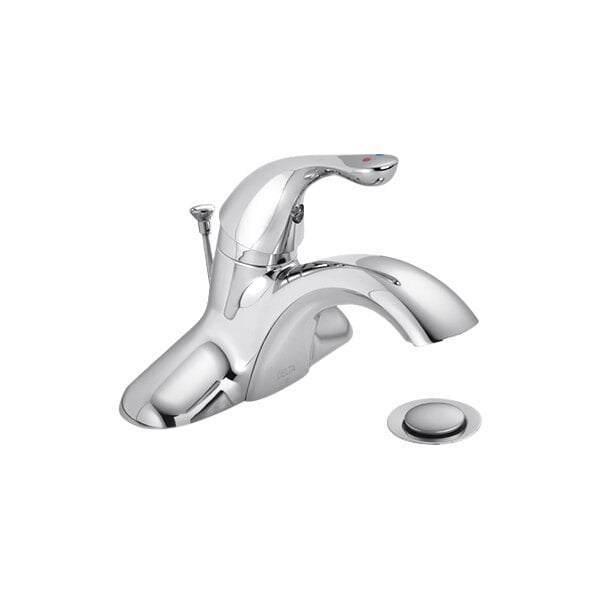 A silver Delta single lever faucet with a vandal-resistant lever handle.