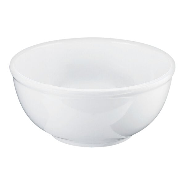 A Cal-Mil white melamine bowl.