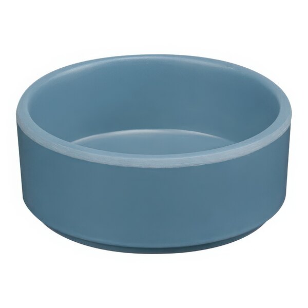 A Cal-Mil stone blue melamine ramekin on a white background.