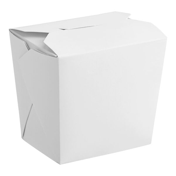 A white Emperor's Select take-out box with a lid.