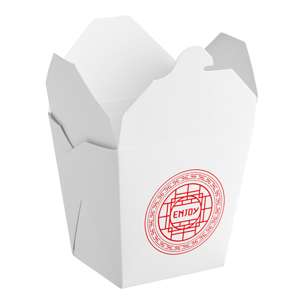 A white Emperor's Select take-out box with red text.