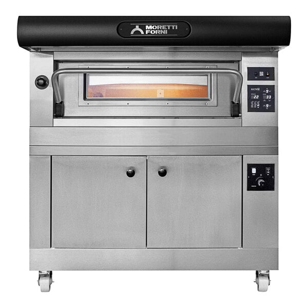 A Moretti Forni Amalfi electric pizza deck oven with a black top.