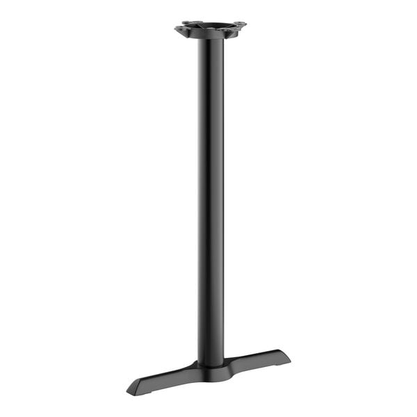 A black Lancaster Table & Seating bar height end column table base.