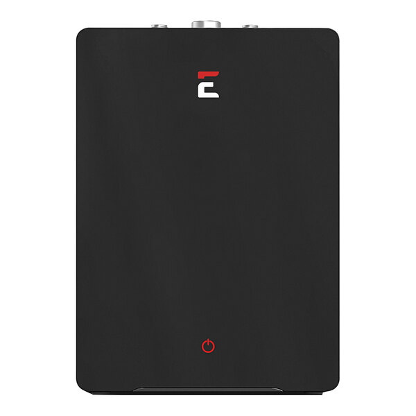 A black rectangular Eccotemp ESH-2.5 SmartHome mini-tank water heater with white text and a red light.