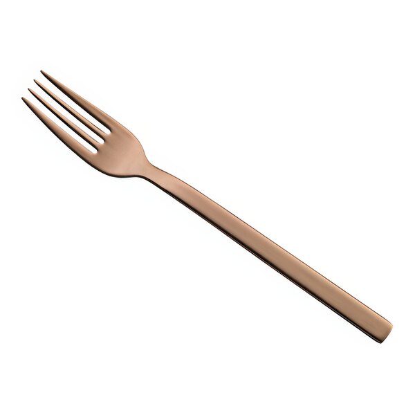 The WMF Unic Copper dessert fork with a close-up of the handle.