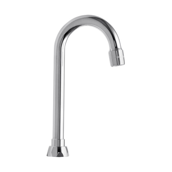 A Chicago Faucets gooseneck spout with a chrome finish.