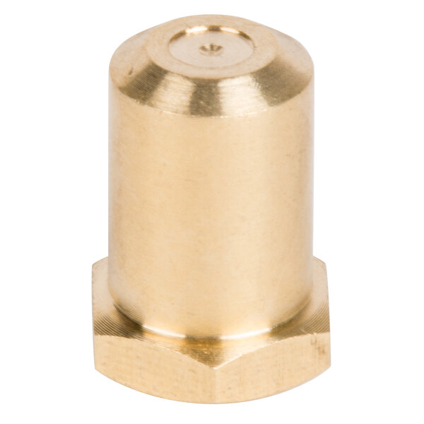 An Avantco brass hood orifice with a gold nut.
