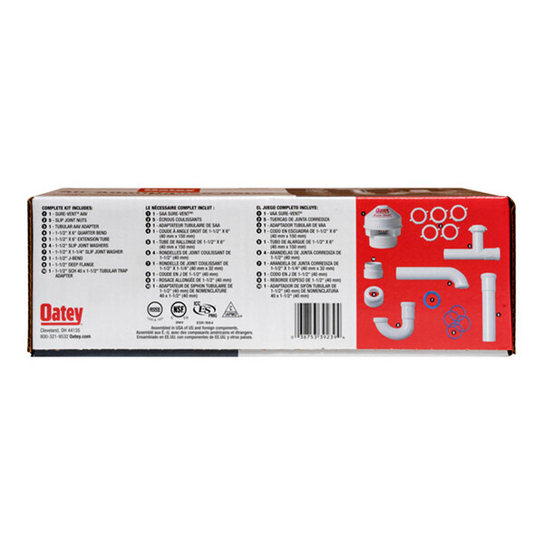 A white Oatey box with red and black text and images.