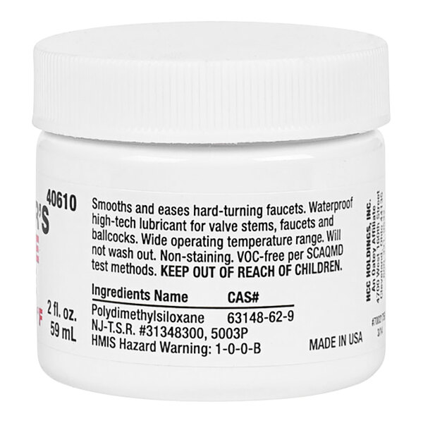 A white plastic container of Hercules Plumber's Silicone Grease with white and red text.
