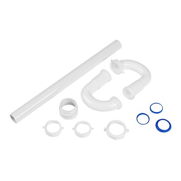 A white plastic pipe with PVC solvent weld adapter rings.