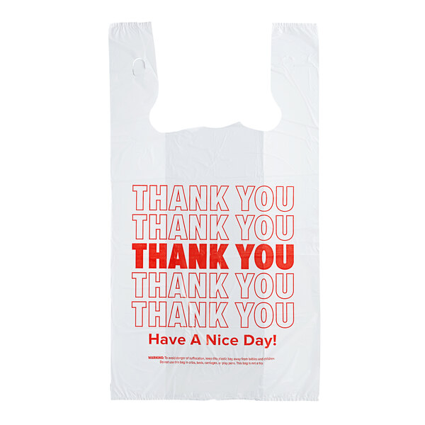 thumbnail interactive-video image 1 of THANK YOU T-Shirt Plastic Shopping Bags – 11.5x6.5x21 Inches – Bulk Colors (100-1000 Pcs) 1 of 2