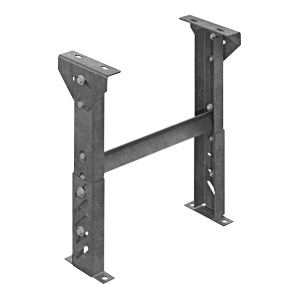 An Omni Metalcraft metal conveyor support with two holes for screws.