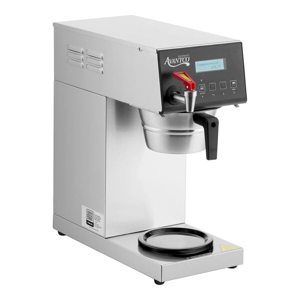 A digital automatic coffee maker with a single decanter warmer.