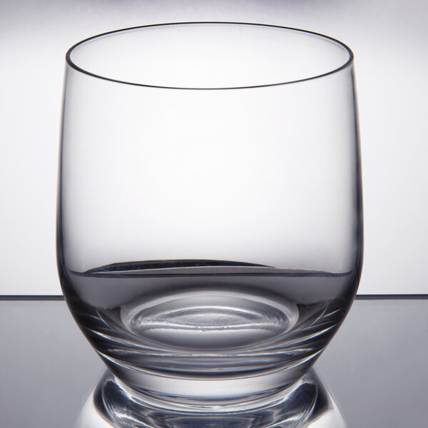 A close up of a Stolzle Grand Cuvée double old fashioned glass with a clear rim.